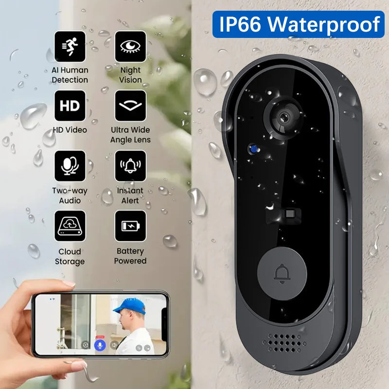 Smart Home DoorBell Night Vision Monitors HD Video Camera WIFI Doorbell Security Waterproof Wireless bell door Intercom for home