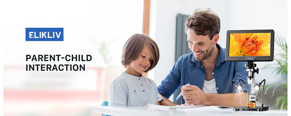 Elikliv EDM9 7 Inch 1080P LCD Digital Microscope 50X-1200X Soldering Electronics Microscopes With LED Lights Support PC Computer