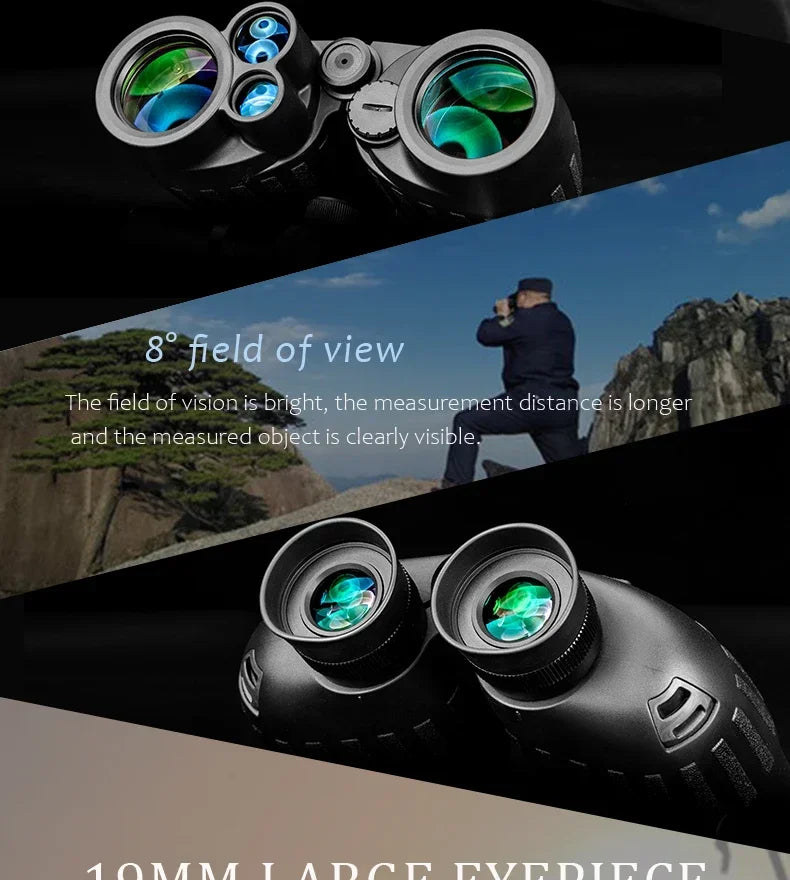 1500m Marine Binoculars for Adults 8x40 with Rangefinder and Compass IP65 Waterproof Marine UHD Binoculars Field of View 8°,
