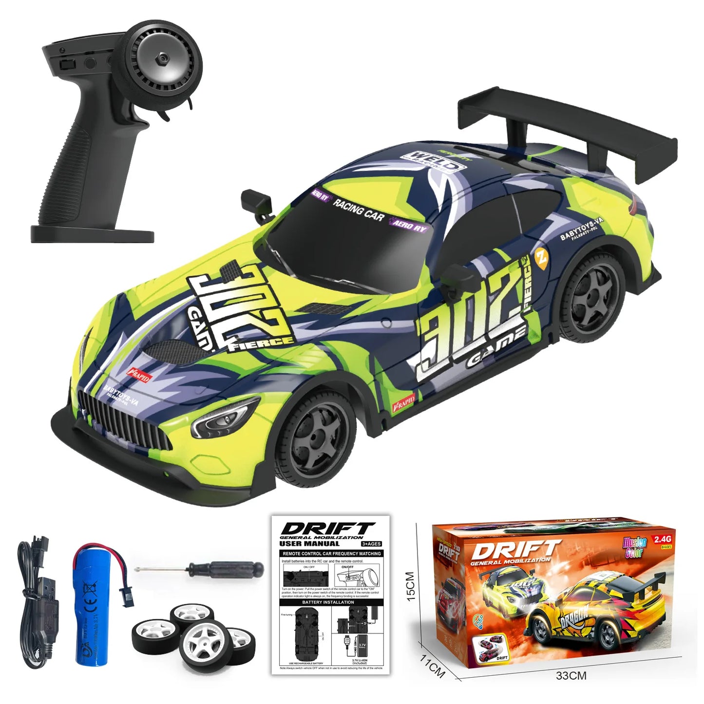Rc Cars Drift Racing 1:18 High Speed Radio Control Car Remote Control Car 2.4G Wireless Colorful Light Portable Toys for Boys