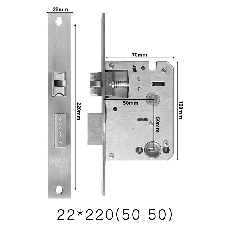 Smart fingerprint lock body special mortise smart lock 5050 125mm-240mm 2585-7085mm 5572 6072 300*6085 lock body