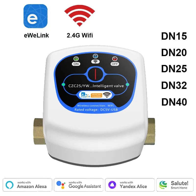 Home Wifi Smart Water Valve Wireless Control Timer Automation Controller DN25 DN32 DN40 Ewelink APP Work with Alexa SmartThings