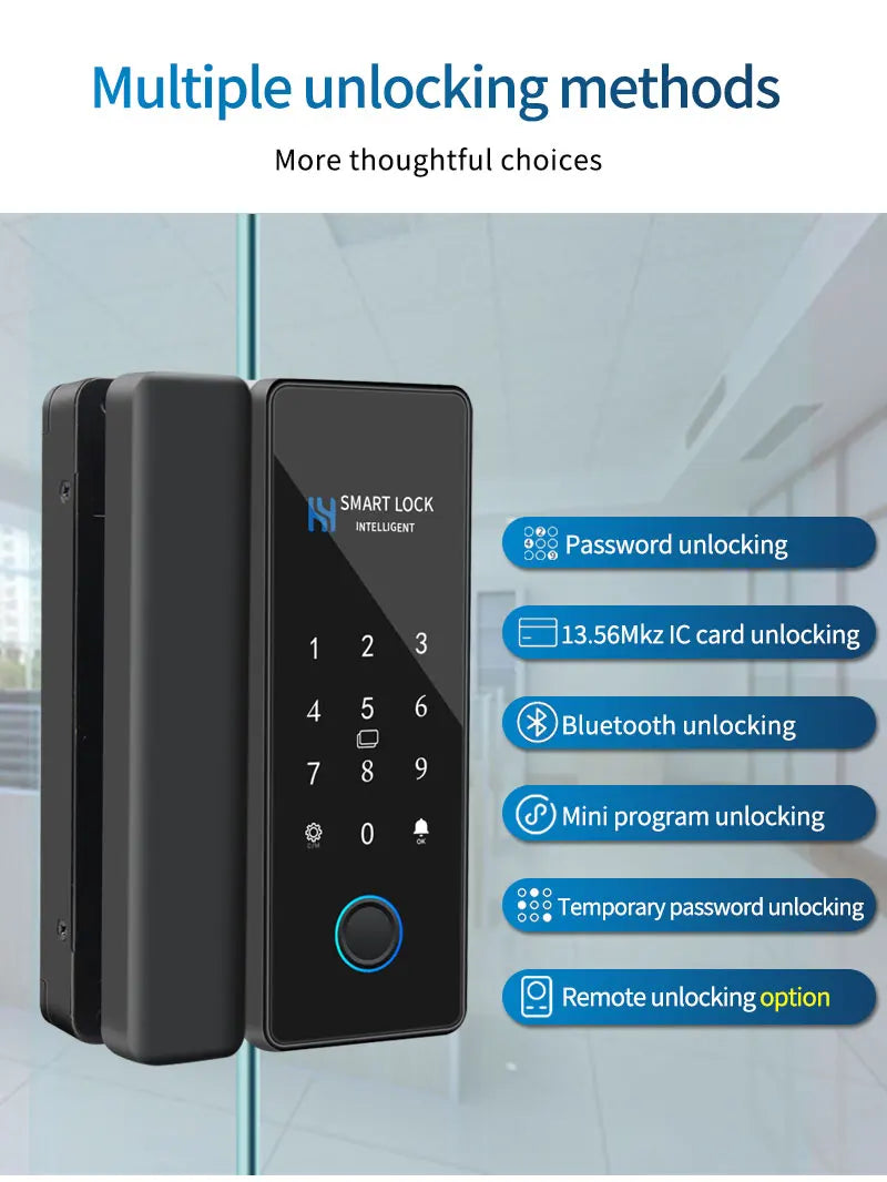 Smart Door Lock For Wooden Sliding Glass Door HAHALock App Biometric Fingerprint Lock Bluetooth IC Card Electronic Digital Lock