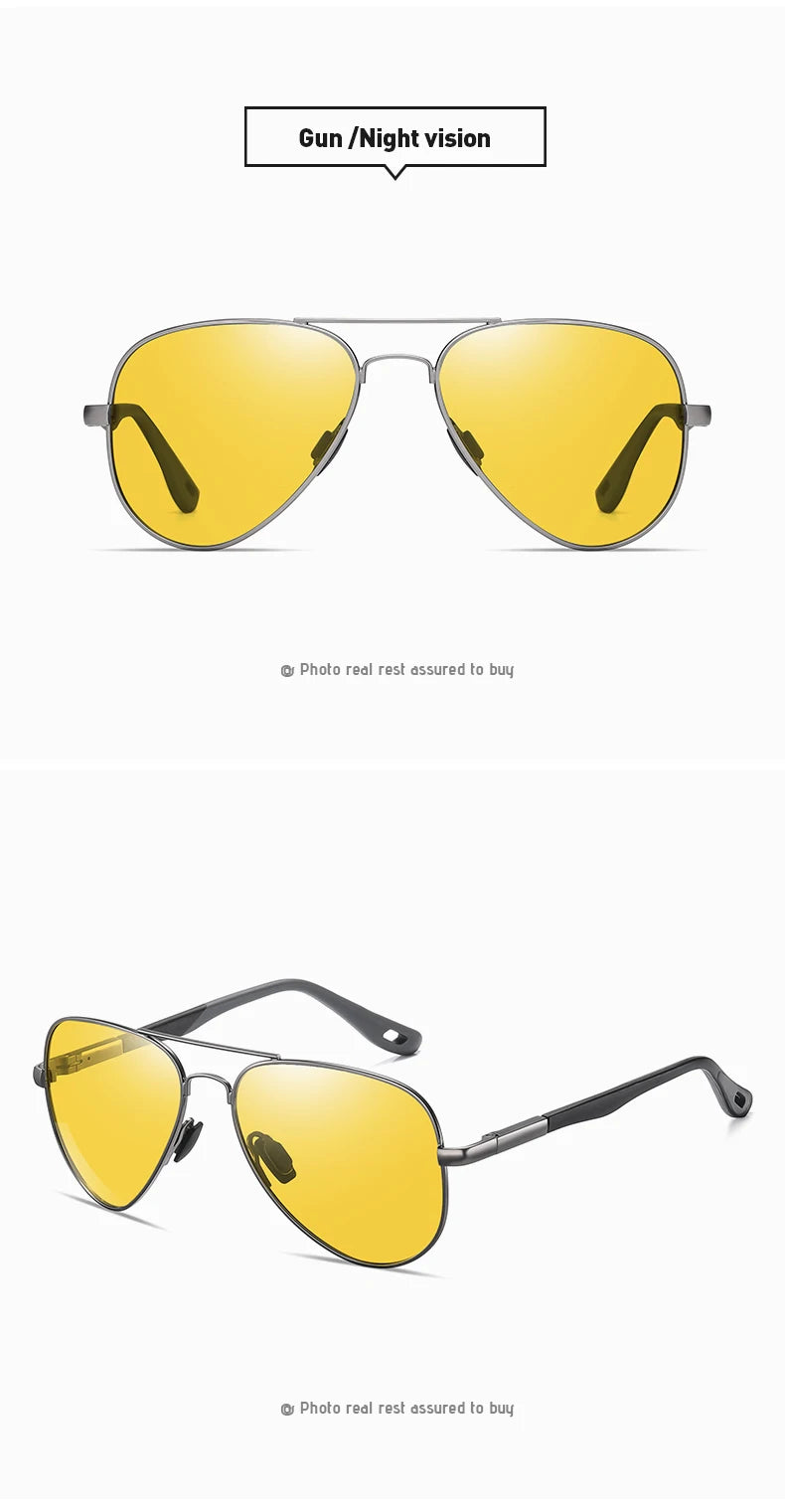 0 -0.5 -0.75 To -6 Night Vision Lens Oval Prescription Sunglasses Men Polarized Metal Driving Anti-Glare Nearsighted Sun Glasses