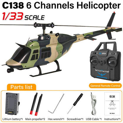 RC ERA RC Helicopter 1:33 Bell-206 Aircraft C138 6CH  6-axis Gyro Remote Control Plane