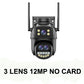 6K 12MP ICSEE Wifi Security Camera 3 Lens Dual Screen 8X Zoom Outdoor Waterproof Color Night Vision IP66 Surveillance Camera