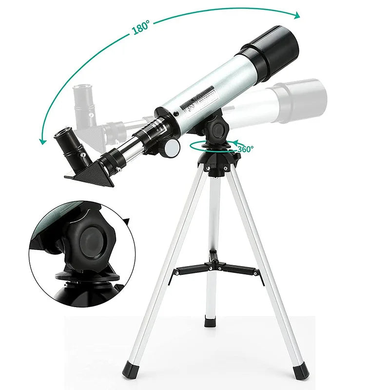90X Astronomical Telescope , 50Mm Aperture Refractor Portable Travel Telescope with Phone Adapter &wireless Remote