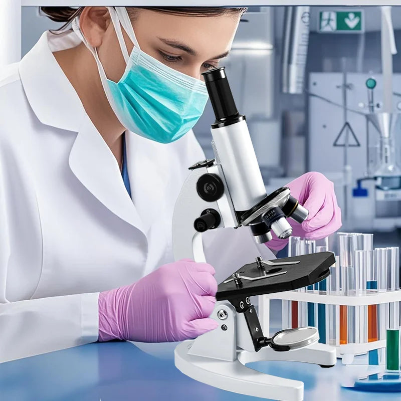 Monocular Optical Microscope 64X-2400X Microscope School Science Experimental Biology Microscope Digital Microscope for Children