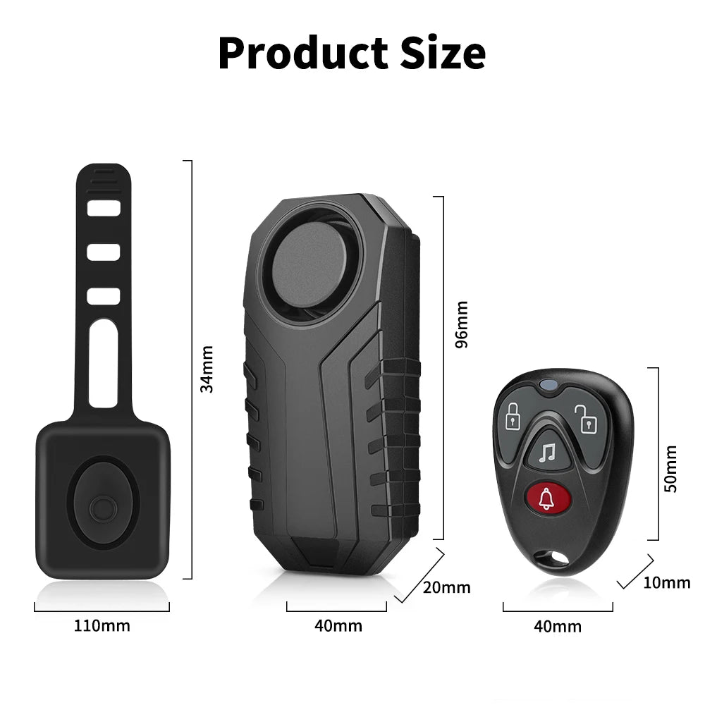 Awapow Bicycle Alarm 113dB Waterproof Motorcycle Security Burglar Wireless Remote Control Electric Scooter Bike Anti theft Alarm