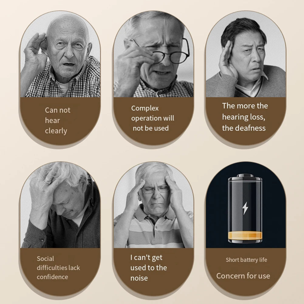 Mini Noise-cancelling Hearing Aid Wireless Headphones Hearing Amplifier Earbuds Hearing Aid Feature in Ear Earphones for Elderly