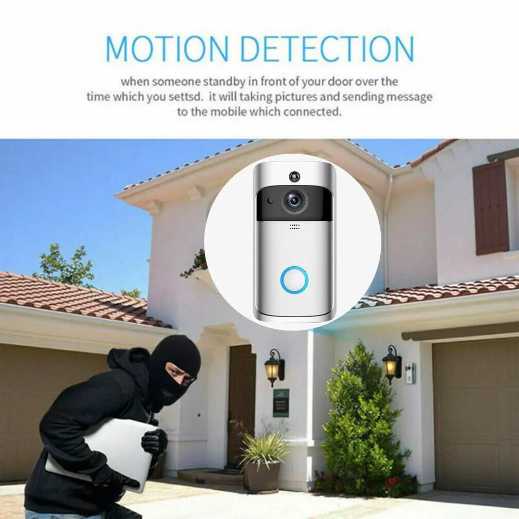 Smart V5 Video Doorbell Wireless WiFi Security Door Bell Visual Remote Monitor Night Vision Intercom Door Phone Without Battery