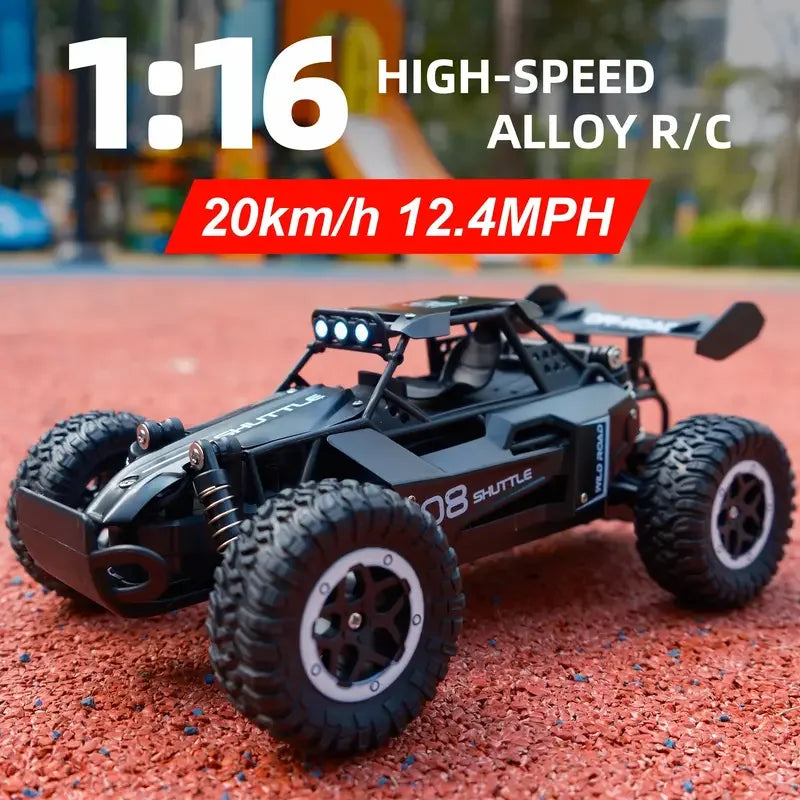 RC Car Truck 1:16 2.4Ghz All Terrain Off-Road Monster High Speed 20KM/h Remote Control Car with LED Headlights Toy Birthday Gift