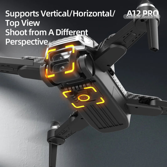 A12 PRO Drone: 360° Laser Avoidance, 3-Cam Electric Adjust, Brushless Motor, Optical Flow Follow, Foldable High-Perf
