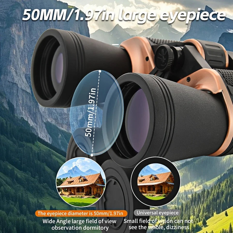 Bronze-colored high-definition 10x 10X50 binoculars, FCM broadband coated, 50MM large objective lens, 25MM large eyepiece