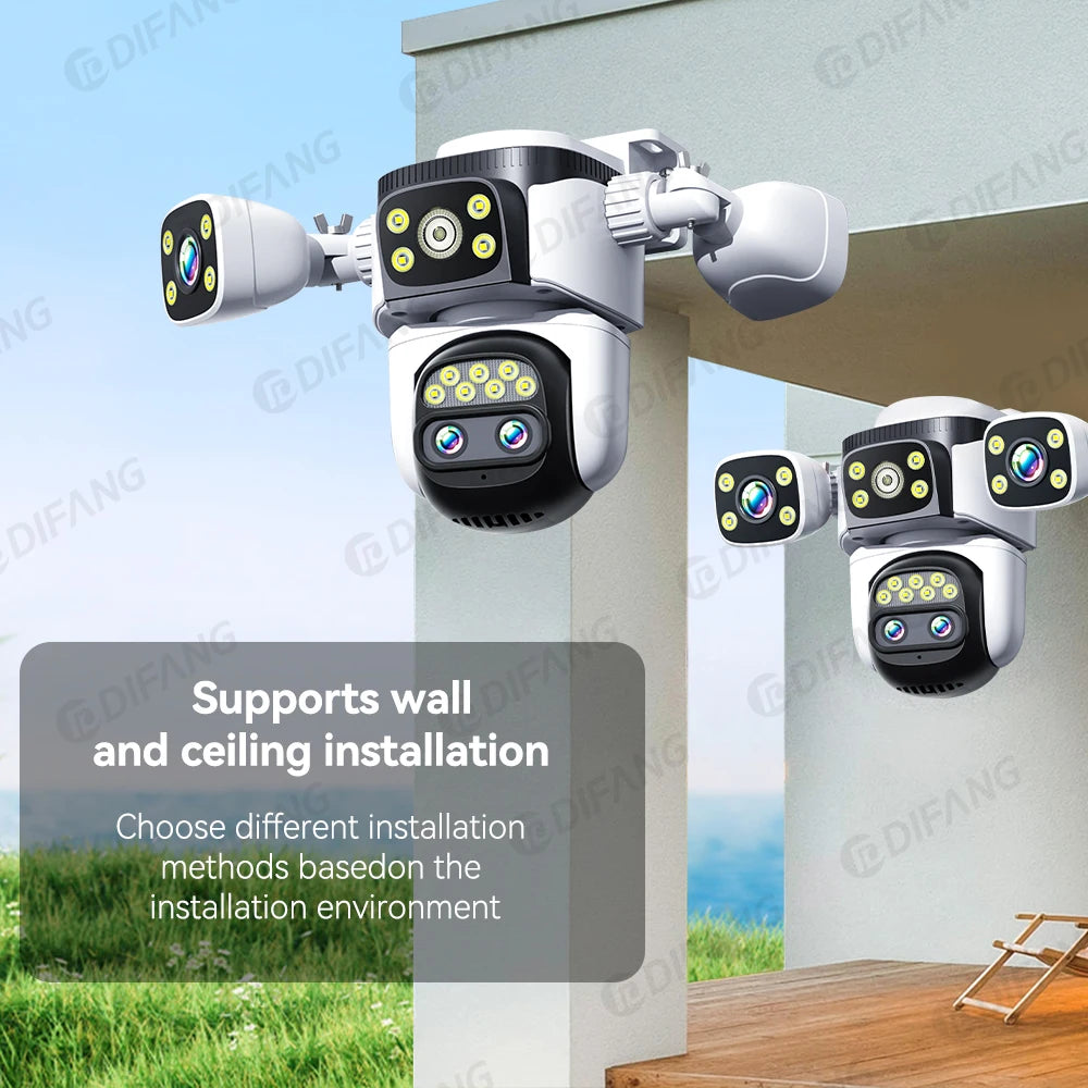 10K 20MP Three Screen Home Security WiFi Cam 360° PTZ 10X Zoom CCTV Wireless Surveillance IP Cam Security Protection Video Cam