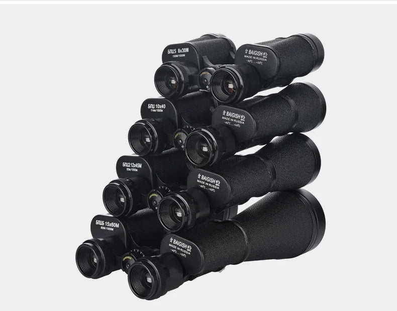 Professional Binoculars Baigish 8x30 10x40 10x50 12x4515x60 20x50 8-24x40 Powerful Military Telescope Long Range Monocular BAK4