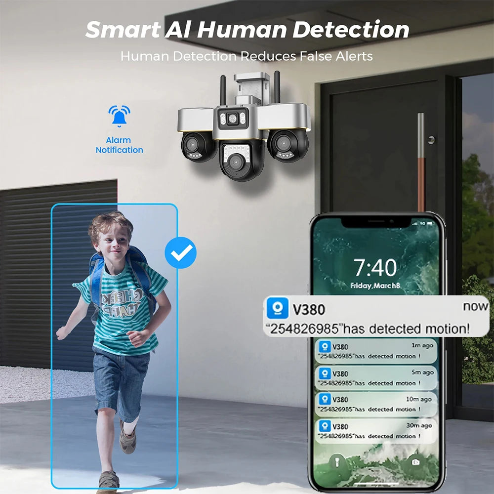 WiFi Security Cameras 3 PTZs IP Camera Outdoor Wireless CCTV Smart Home Protection Rotate Monitor Motion Detection Surveillance