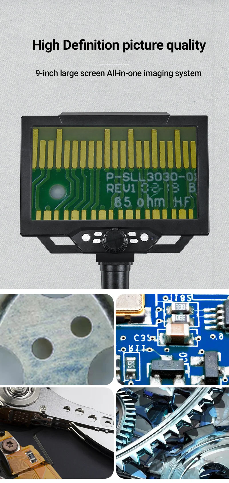 DDCAMERA 9-INCH LCD Digital Microscope 12MP 1600X Coin Microscopes With Metal Stand 1080P Microscopes Camera for Plant/Rock