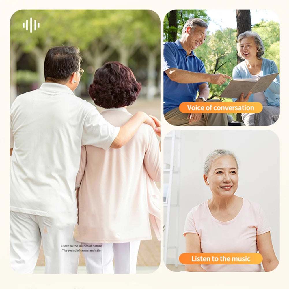 Mini Noise-cancelling Hearing Aid Wireless Headphones Hearing Amplifier Earbuds Hearing Aid Feature in Ear Earphones for Elderly