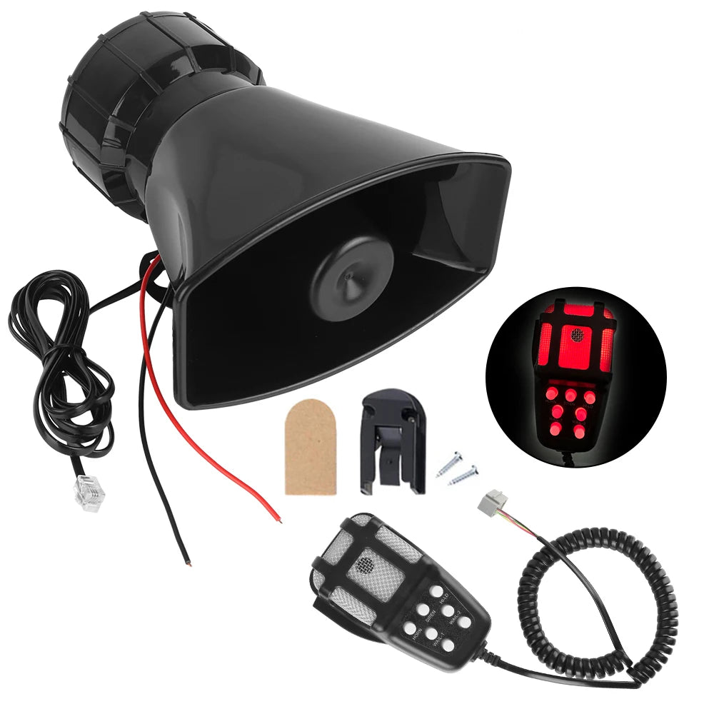 Speakers Loud Car Horn Car Warning Alarm 12V 20W Police Siren Air Horn Megaphone Tone 7-Sound