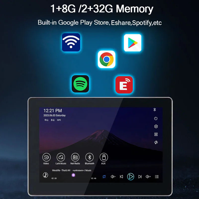 Smart home audio system 7 inch touch screen in wall amplifier WIFI Bluetooths sound music player ALEXA control panel Stereo Amp