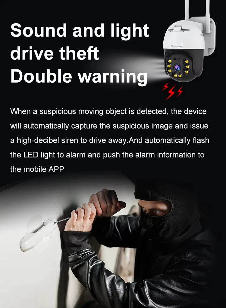 Security Camera System WiFi Camera Wireless Outdoor Full Color Night Vision Video Surveilliance with Smoke Alarm Detection