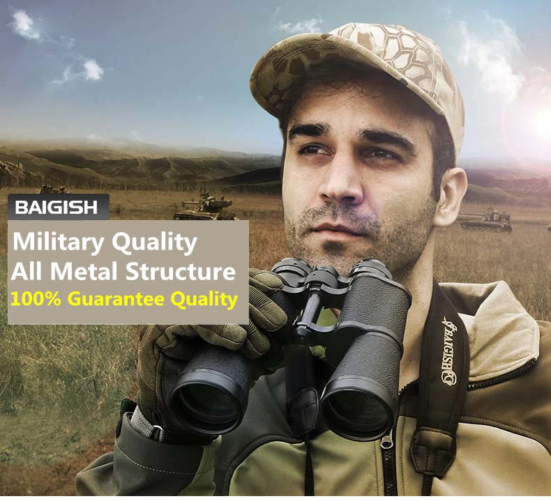 Professional Binoculars Baigish 8x30 10x40 10x50 12x4515x60 20x50 8-24x40 Powerful Military Telescope Long Range Monocular BAK4
