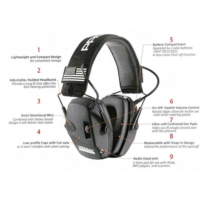 PROHEAR Shooting Electronic Earmuffs Active Noise Cancellation Professional Ear Protection Hearing Protection for Hunting