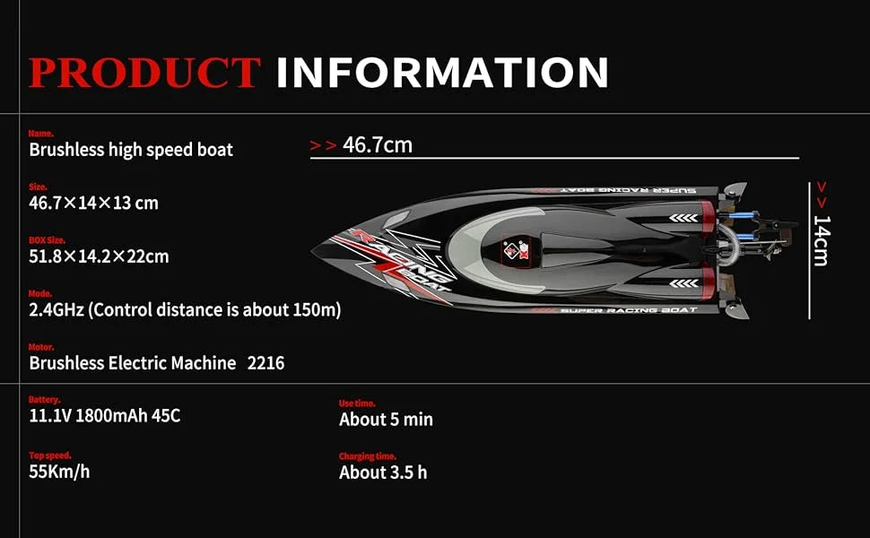 Remote Control Boat Best (25.2 " 55km/h Brushless Speedboat)
