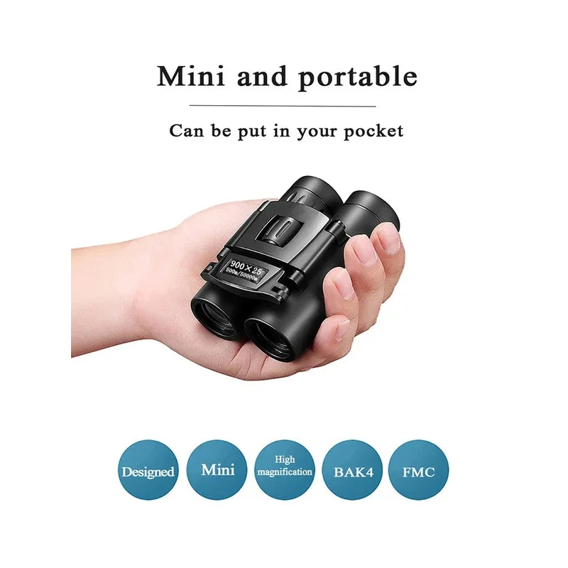 900X25 Binoculars High Magnification Low Light Night Vision Compact Portable Outdoor Telescope
