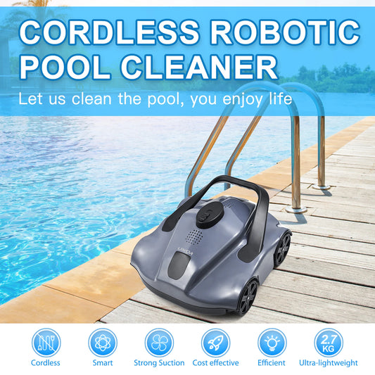 Automatic Robotic Pool Cleaner Cordless Robotic Pool Vacuum for In Ground Flat Pools Cordless Robotic Pool Cleaner