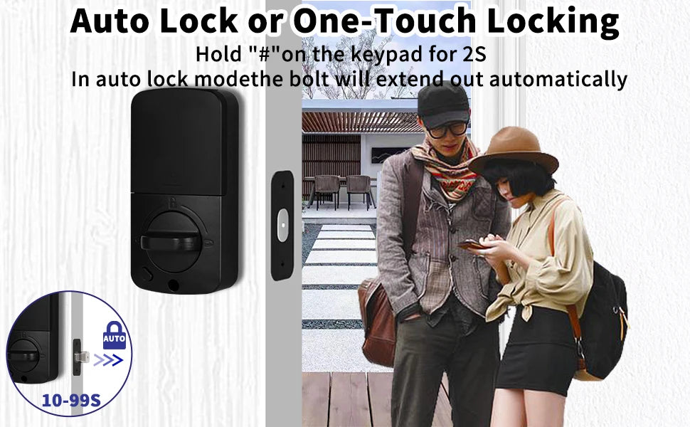 Smart Deadbolt Lock with Keypad, Fingerprint Door Lock, Keyless Entry Door Lock Door Auto Digital Electronic Lock for home