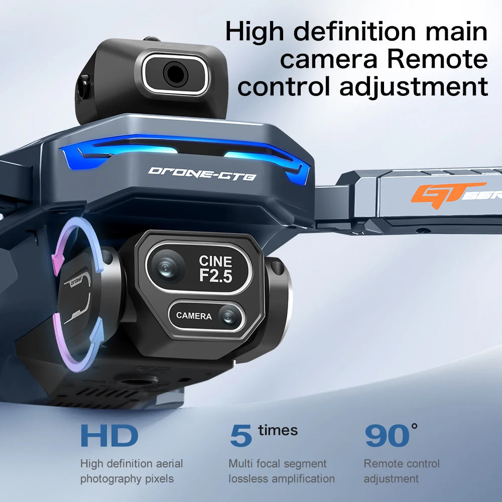 The GT8 drone is equipped with a 4.3-inch large-screen remote control, GPS, 8K triple camera, 5G WIFI, FPV brushless quadcopter