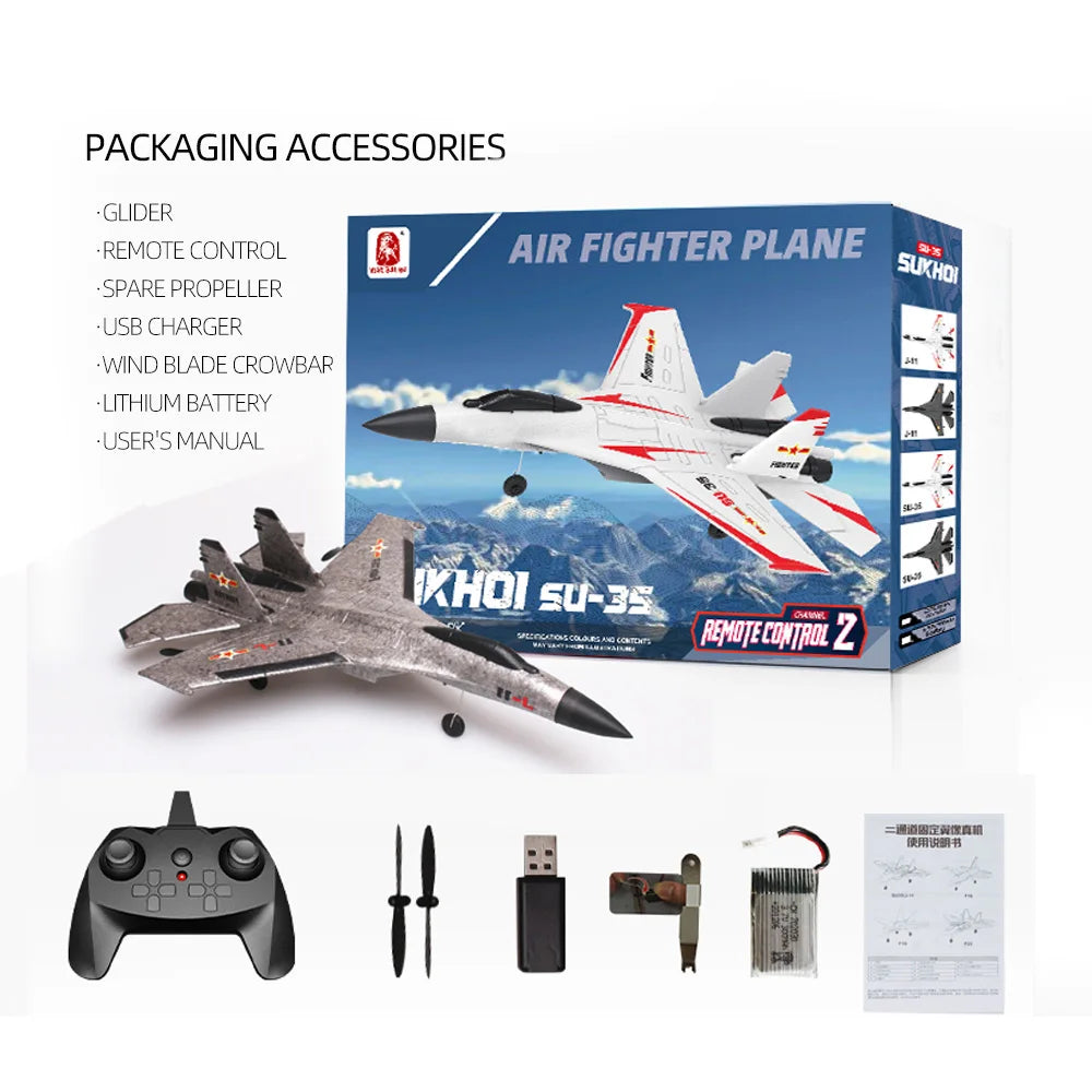 RC Plane, simulation RC fixed-wing glider, 2 channels RC combat aircraft, 2.4G control easy to fly for beginners&adults&boys