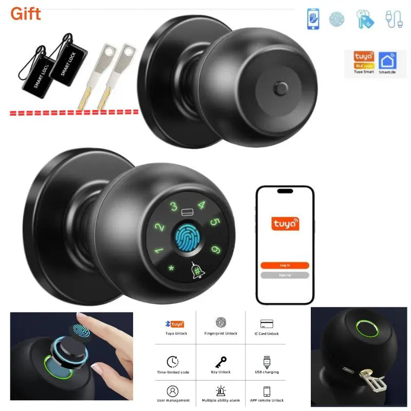 smart home lock frigerprint door lock digital bedroom door lock smart door handle electronic  Keyless Thumbprint Entry tuya