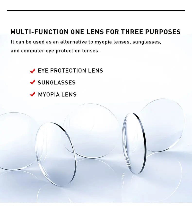 VKYEE  Polarised 1.56 1.61 1.67 1.74 Grey Brown Pink Purple Blue Series Degree Myopia Long Vision Lenses