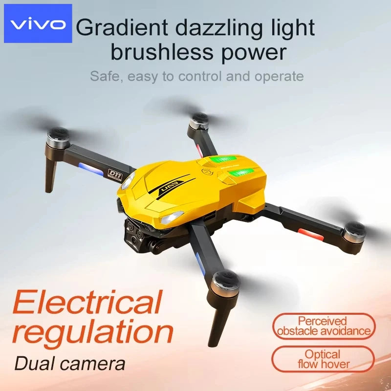 VIVO D11 Drone 8K Aerial HD Gradient Flowing Light Dual-Camera Omnidirectional Obstacle Avoidance Brushless Motor GPS UAV