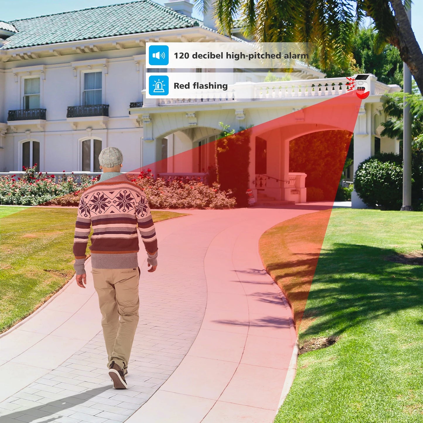 Independent Outdoor Solar Infrared Alarm 120dB Wireless Anti-theft Waterproof Animal Drive Outdoor Sound And Light Alarm Signal