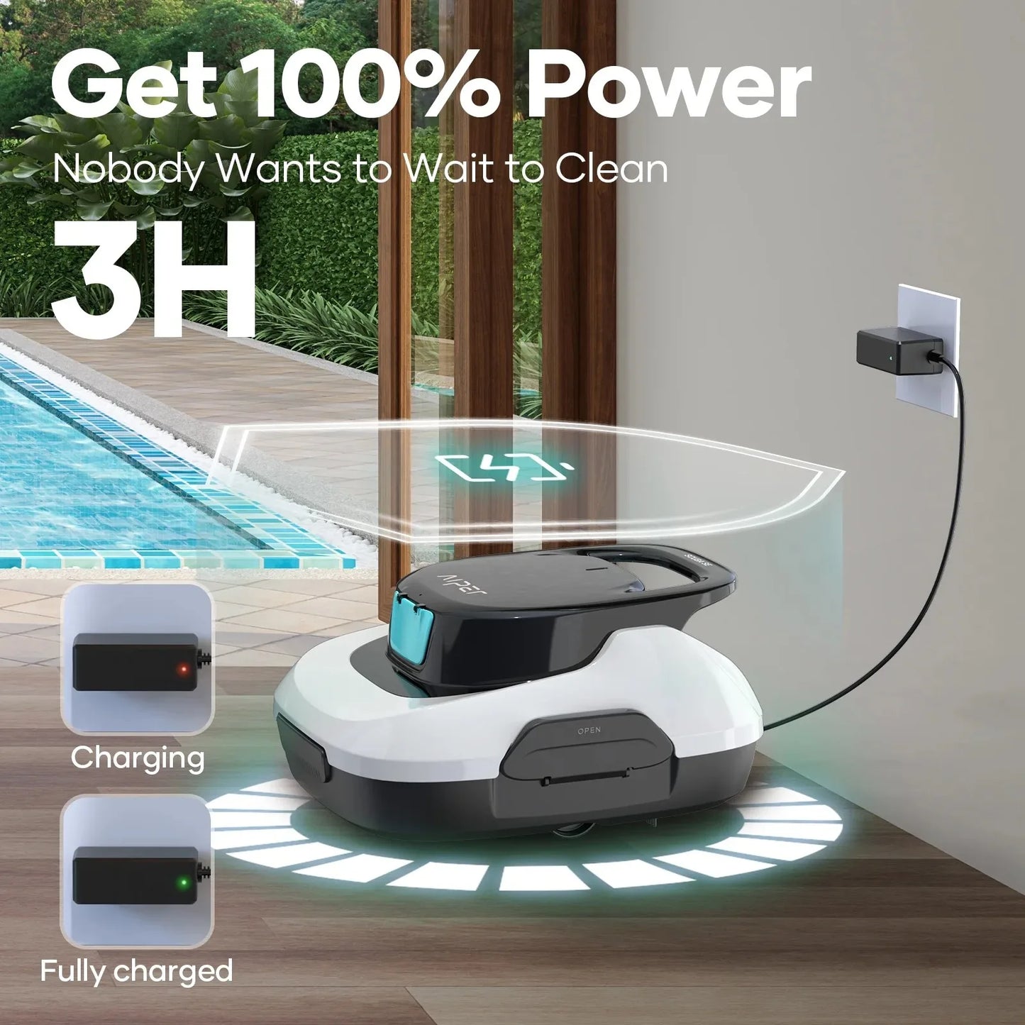 Pool CleanerAutomatic Pool Vacuum Cleaner Robotic Pool Cleaner For Above Ground Cordless Swimming Pools Cleaning