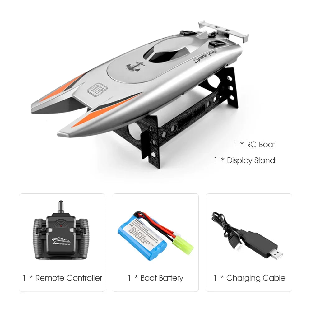 2.4G Radio Rc Boat 30Km/h Racing Boat High Speed Speedboat 20Mins Battery 2 Ch Dual Motor Waterproof Remote Control Ship Toy Boy