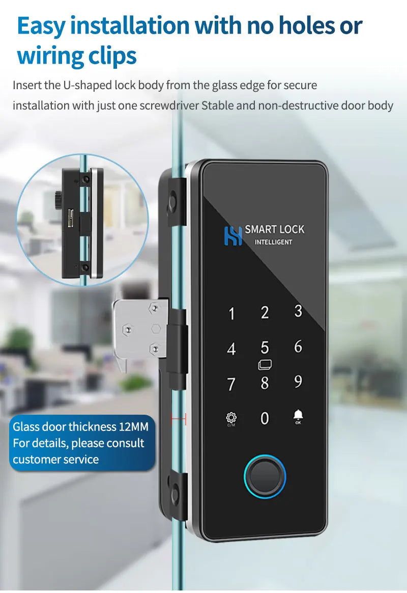 Smart Door Lock For Wooden Sliding Glass Door HAHALock App Biometric Fingerprint Lock Bluetooth IC Card Electronic Digital Lock