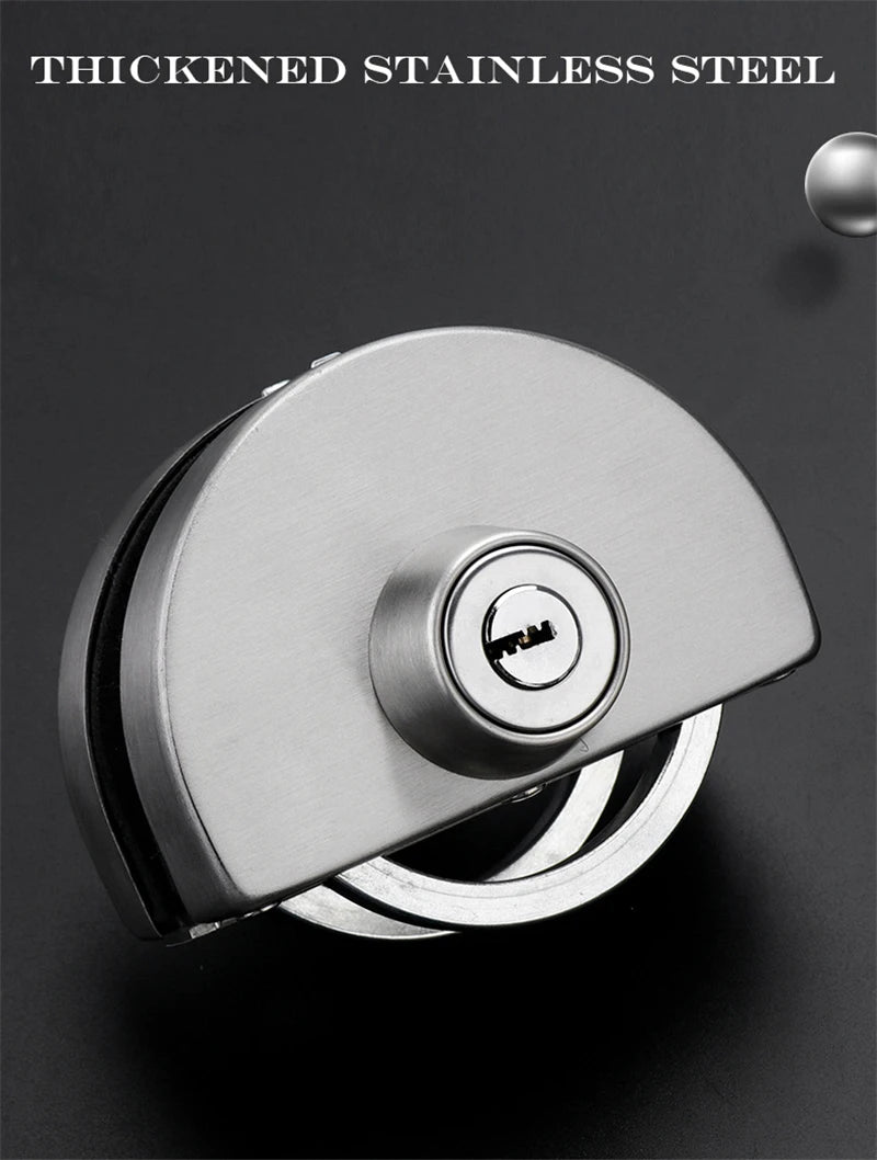 1 Set Double Open Sliding Door Lock Stainless Steel Glass Door Lock with Keys 8-12mm Safety Locks Office Glass Security Hardware