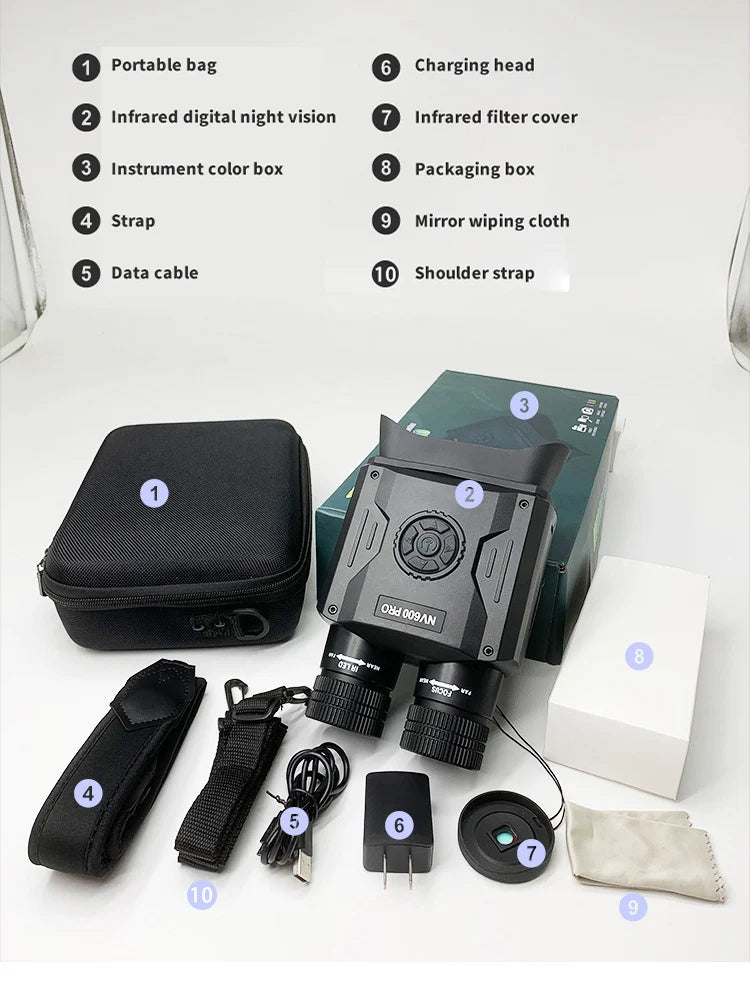 5K Night Vision Binoculars HD Full Dark 500M With Screen Digital Zoom Infrared Goggles Observing Animals Camping Hunting