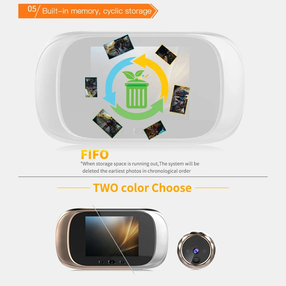 2.8 Inch Video Doorbell Peephole Camera Door Eye Surveillance Camera Monitor 90 Degree Doorbell Motion Detecting Eye Digital LCD