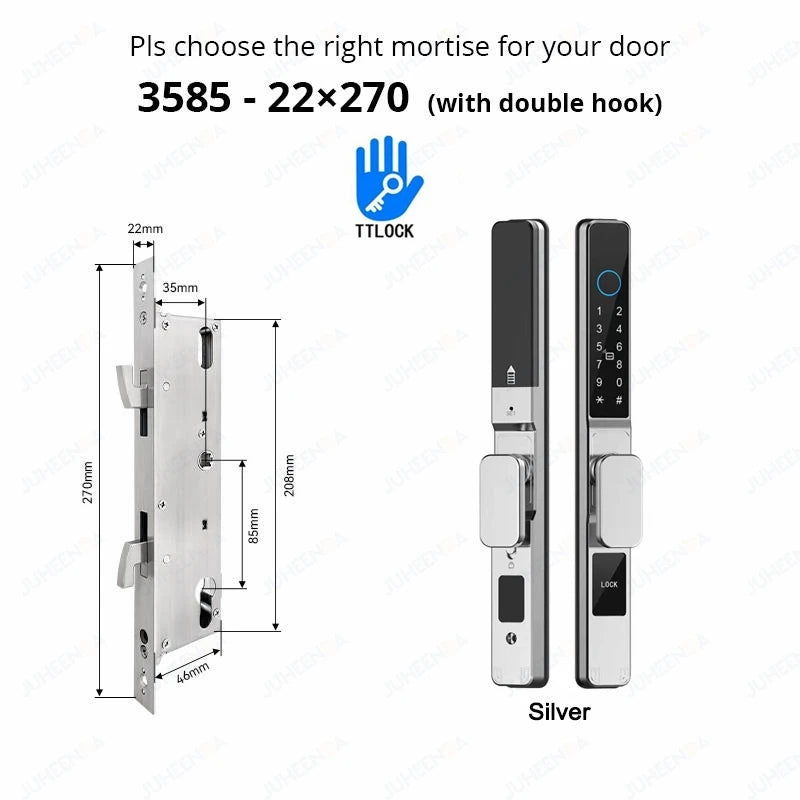 Waterproof Sliding Door Smart Lock TTLock App Alexa Fingerprint Digital Code RFID Card Anti-Lock Aluminum Glass Electronic Lock
