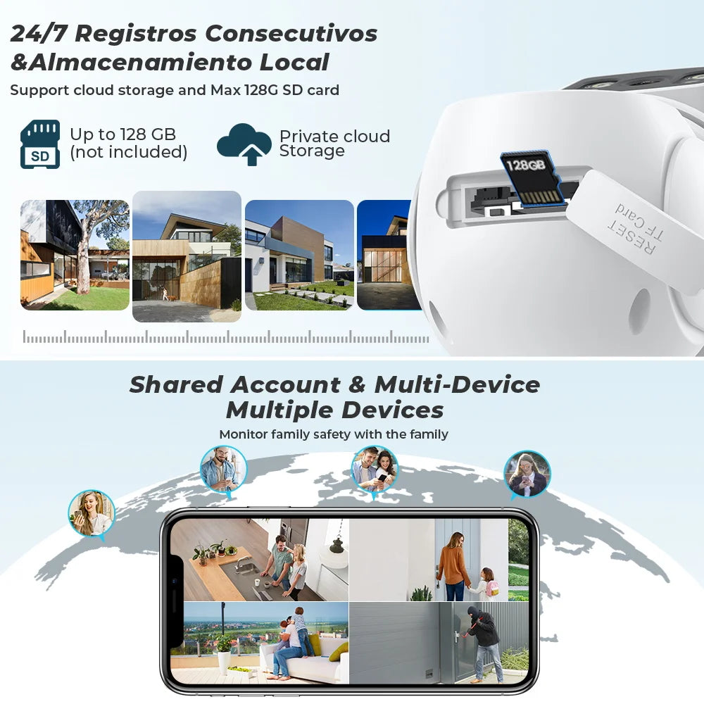6K 12MP Security Camera 8X Zoom Three Lens Dual Screen Outdoor WiFi Home Protection IP Cam PTZ CCTV Video Surveillance Icsee
