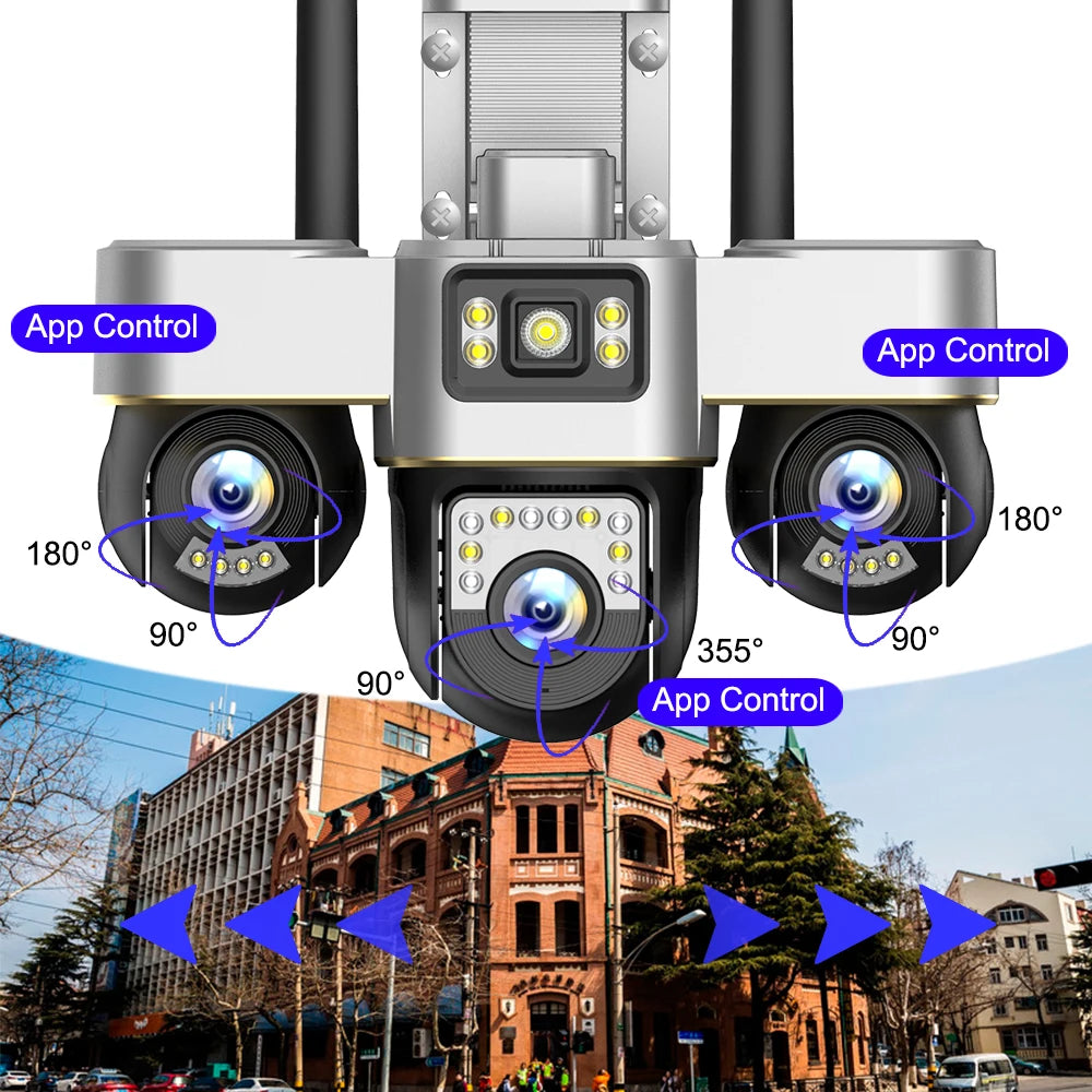 WiFi Security Cameras 3 PTZs IP Camera Outdoor Wireless CCTV Smart Home Protection Rotate Monitor Motion Detection Surveillance