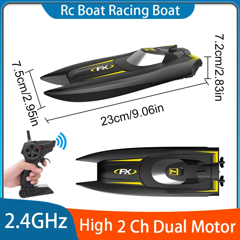 2.4GHz Radio Rc Boat Racing Boat High Speed Speedboat 2 Ch Dual Motor Waterproof Remote Control Ship aquatic game children Toy
