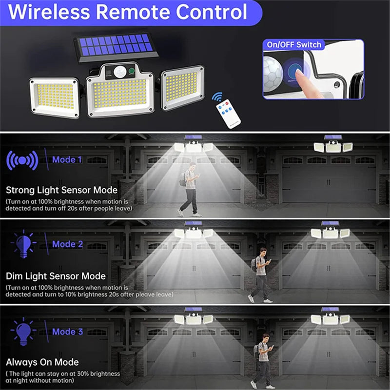 LED Solar Lights for Outside,Solar Lights Outdoor with Motion Sensor,IP65 Waterproof Wireless Security LED Wall Lamp for Garden