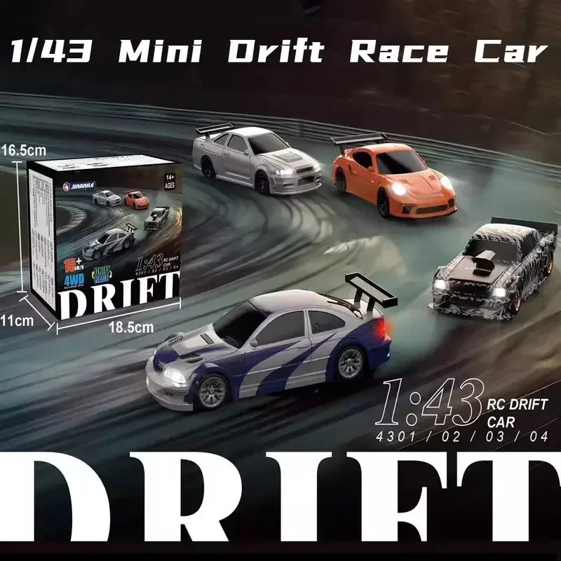 2.4G RC Drift Car 1:43 4WD Remote Control Car High Speed Four Wheel Drive Radio Controlled Mini Racing Car Model Boys Toys Gifts